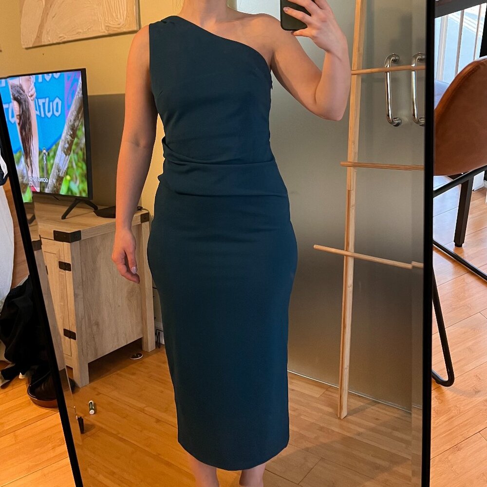Blue 1-Shoulder Midi Dress